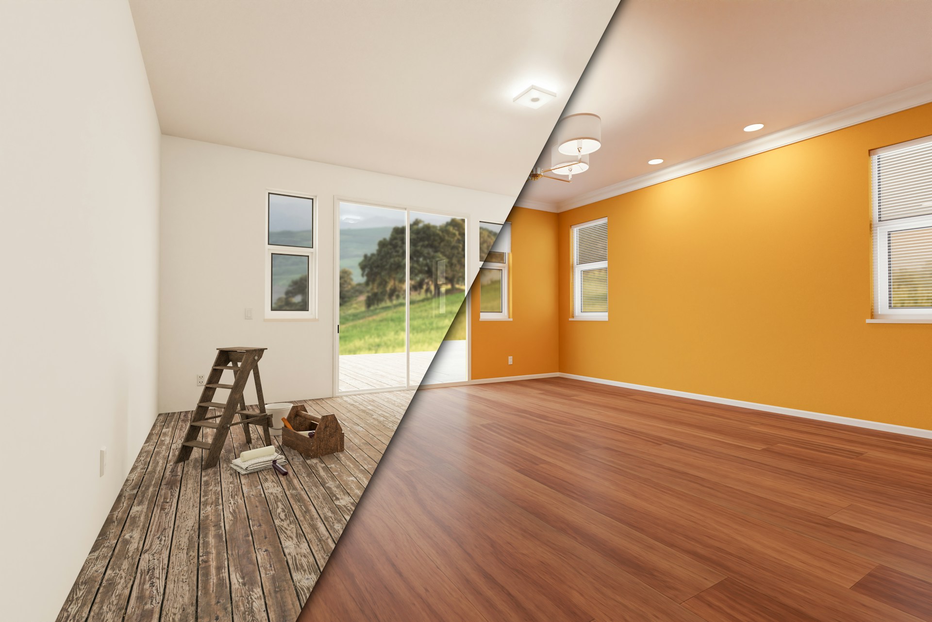 Completed hardwood installation with finishing touches